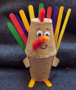 Peat Pot turkey Thanksgiving craft for kids